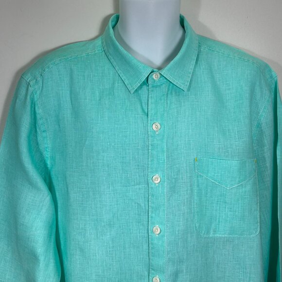 Tommy Bahama mint green all linen casual long sleeves shirt. Size XL - Picture 4 of 7